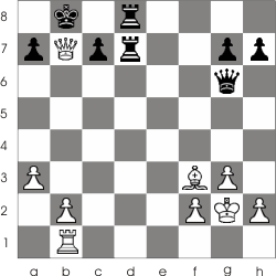 checkmate position. The Black king has nowhere to move beacuse of the White queen from b7 suported by the bishop from f3