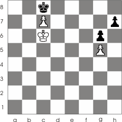 Black is now in a zugzwang position. The black king is stucked at c8 and thus Black has to move his pawn.